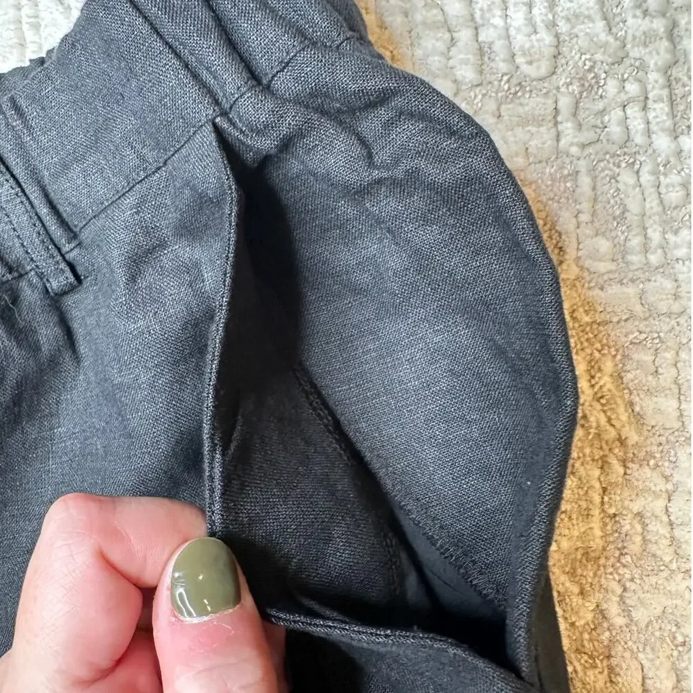 Quince Black Linen Straight Leg Pants